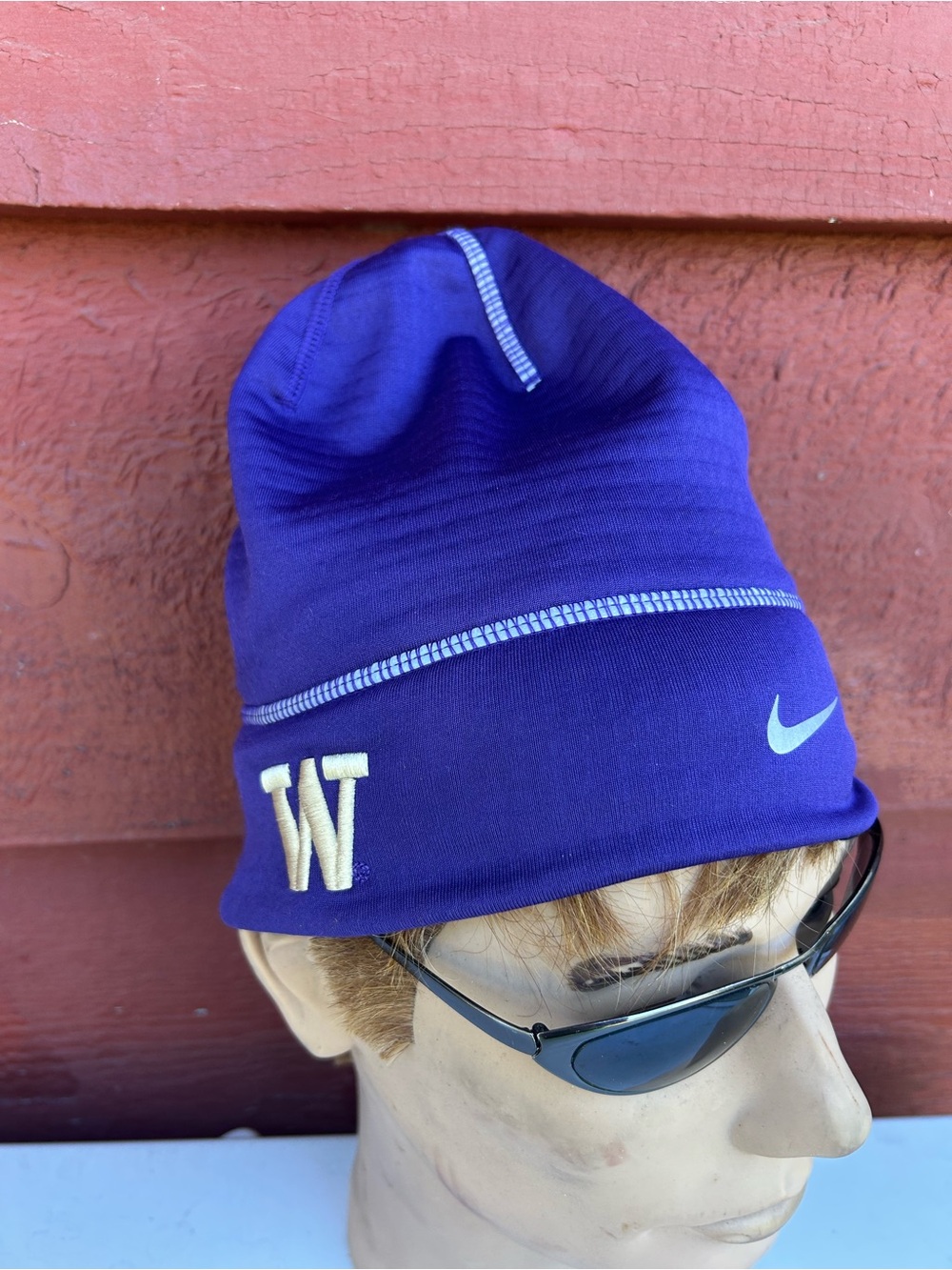 Nike Huskies Purple Knit Beanie with White 'W' and Swoosh hats Size One